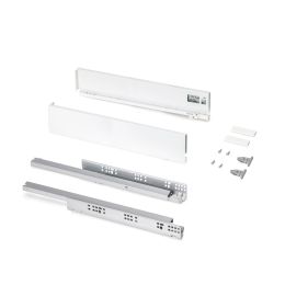 Emuca Cassetto esterno Protone 30kg, guide di estrazione totale con una chiusura soft, altezza 93mm, profondità 500mm, Bianco