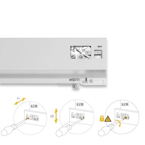 Emuca Cassetto esterno Protone 30kg, guide di estrazione totale con una chiusura soft, altezza 93mm, profondità 500mm, Bianco