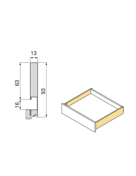 Emuca Cassetto esterno Protone 30kg, guide di estrazione totale con una chiusura soft, altezza 93mm, profondità 500mm, Grigio
