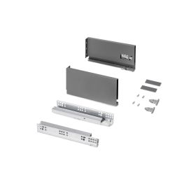 Emuca Cassetto esterno Protone 30kg, guide di estrazione totale con una chiusura soft, altezza 131mm, profondità 270mm, Grigio
