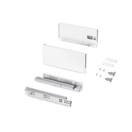 Emuca Cassetto esterno Protone 30kg, guide di estrazione totale con una chiusura soft, altezza 131mm, profondità 300mm, Bianco