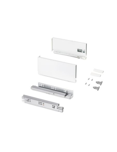 Emuca Cassetto esterno Protone 30kg, guide di estrazione totale con una chiusura soft, altezza 131mm, profondità 300mm, Bianco