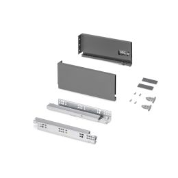 Emuca Cassetto esterno Protone 30kg, guide di estrazione totale con una chiusura soft, altezza 131mm, profondità 300mm, Grigio