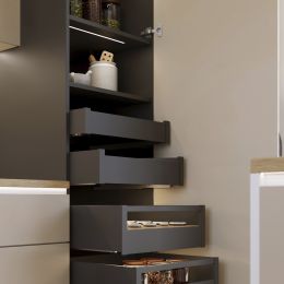 Emuca Cassetto esterno Protone 30kg, guide di estrazione totale con una chiusura soft, altezza 131mm, profondità 300mm, Grigio 2