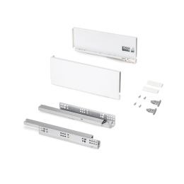 Emuca Cassetto esterno Protone 30kg, guide di estrazione totale con una chiusura soft, altezza 131mm, profondità 350mm, Bianco