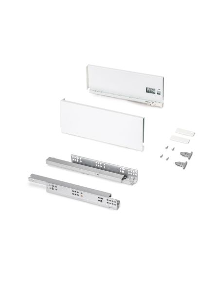 Emuca Cassetto esterno Protone 30kg, guide di estrazione totale con una chiusura soft, altezza 131mm, profondità 350mm, Bianco