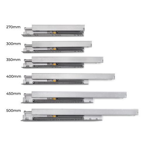 Emuca Cassetto esterno Protone 30kg, guide di estrazione totale con una chiusura soft, altezza 131mm, profondità 350mm, Bianco