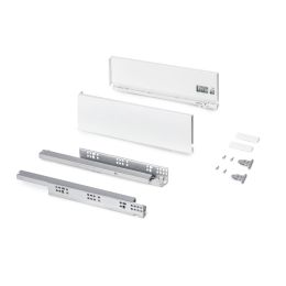 Emuca Cassetto esterno Protone 30kg, guide di estrazione totale con una chiusura soft, altezza 131mm, profondità 400mm, Bianco