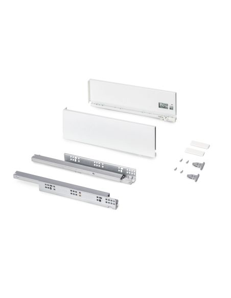 Emuca Cassetto esterno Protone 30kg, guide di estrazione totale con una chiusura soft, altezza 131mm, profondità 400mm, Bianco