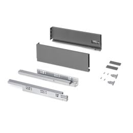 Emuca Cassetto esterno Protone 30kg, guide di estrazione totale con una chiusura soft, altezza 131mm, profondità 400mm, Grigio