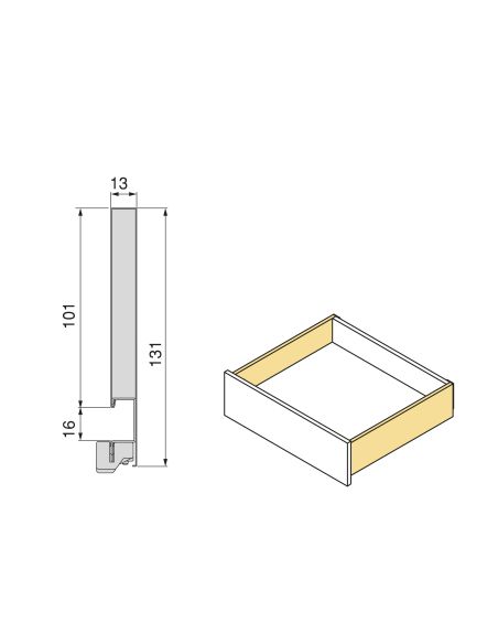 Emuca Cassetto esterno Protone 30kg, guide di estrazione totale con una chiusura soft, altezza 131mm, profondità 400mm, Grigio
