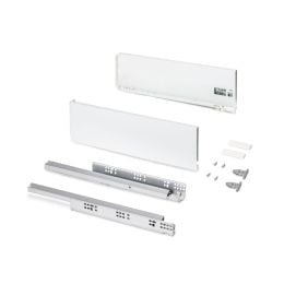 Emuca Cassetto esterno Protone 30kg, guide di estrazione totale con una chiusura soft, altezza 131mm, profondità 450mm, bianco