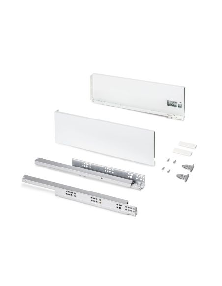 Emuca Cassetto esterno Protone 30kg, guide di estrazione totale con una chiusura soft, altezza 131mm, profondità 450mm, bianco