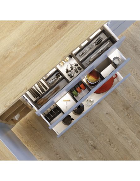 Emuca Cassetto esterno Protone 30kg, guide di estrazione totale con una chiusura soft, altezza 131mm, profondità 450mm, bianco