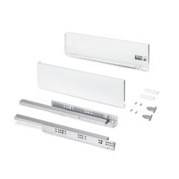 Emuca Cassetto esterno Protone 30kg, guide di estrazione totale con una chiusura soft, altezza 131mm, profondità 500mm, Bianco