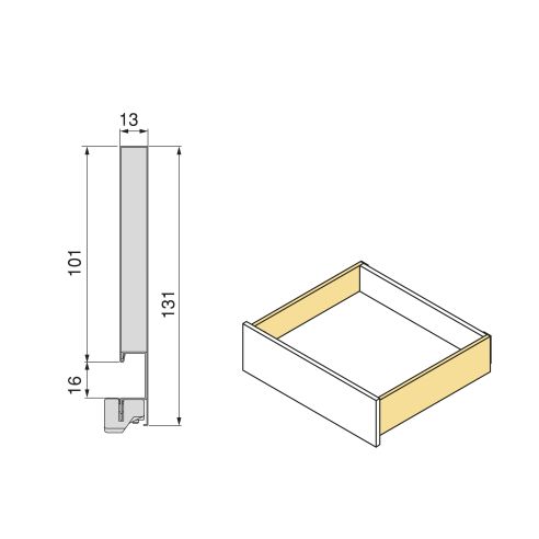 Emuca Cassetto esterno Protone 30kg, guide di estrazione totale con una chiusura soft, altezza 131mm, profondità 500mm, Bianco