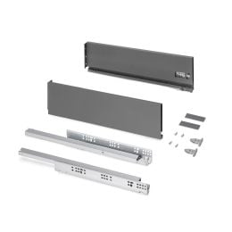 Emuca Cassetto esterno Protone 30kg, guide di estrazione totale con una chiusura soft, altezza 131mm, profondità 500mm, Grigio