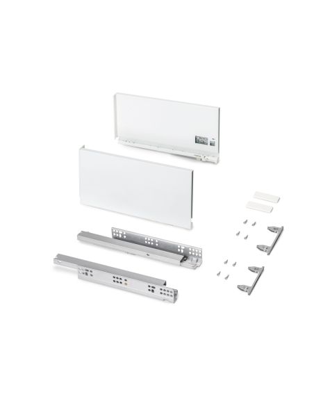 Emuca Cassetto esterno Protone 30kg, guide di estrazione totale con una chiusura soft, altezza 178mm, profondità 350mm, Bianco