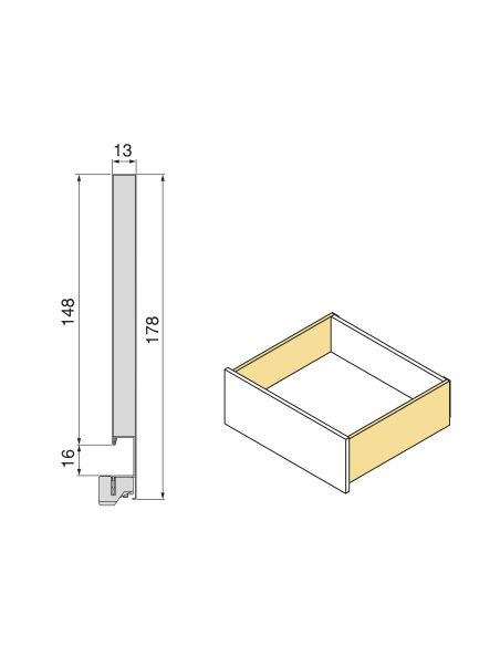 Emuca Cassetto esterno Protone 30kg, guide di estrazione totale con una chiusura soft, altezza 178mm, profondità 350mm, Grigio