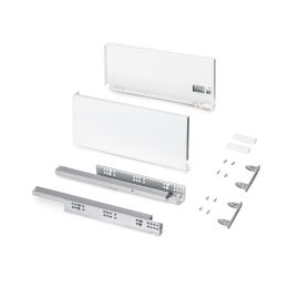 Emuca Cassetto esterno Protone 30kg, guide di estrazione totale con una chiusura soft, altezza 178mm, profondità 400mm, Bianco