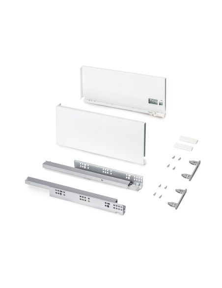 Emuca Cassetto esterno Protone 30kg, guide di estrazione totale con una chiusura soft, altezza 178mm, profondità 400mm, Bianco