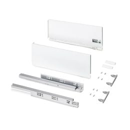 Emuca Cassetto esterno Protone 30kg, guide di estrazione totale con una chiusura soft, altezza 178mm, profondità 450mm, Bianco
