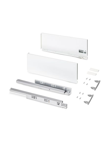 Emuca Cassetto esterno Protone 30kg, guide di estrazione totale con una chiusura soft, altezza 178mm, profondità 450mm, Bianco