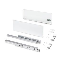 Emuca Cassetto esterno Protone 30kg, guide di estrazione totale con una chiusura soft, altezza 178mm, profondità 500mm, Bianco