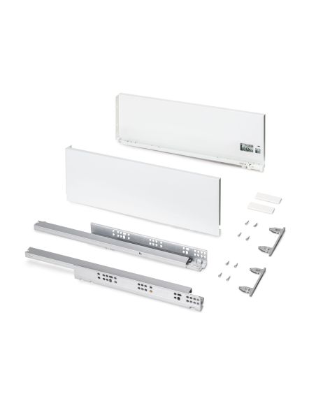 Emuca Cassetto esterno Protone 30kg, guide di estrazione totale con una chiusura soft, altezza 178mm, profondità 500mm, Bianco