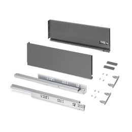 Emuca Cassetto esterno Protone 30kg, guide di estrazione totale con una chiusura soft, altezza 178mm, profondità 500mm, Grigio