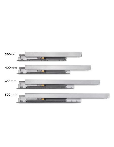 Emuca Cassetto esterno Protone 30kg, guide di estrazione totale con una chiusura soft, altezza 178mm, profondità 500mm, Grigio