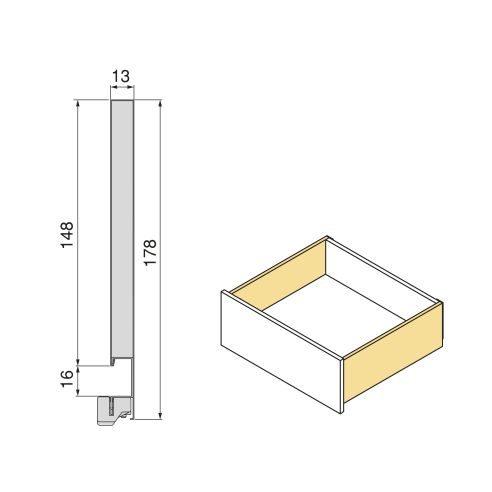 Emuca Cassetto esterno Protone 30kg, guide di estrazione totale con una chiusura soft, altezza 178mm, profondità 500mm, Grigio