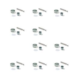 Emuca Eccentrico + perno e bussola M8, D. 35 mm, pannello 20 mm, Zama e Acciaio, Bianco, 10 u.