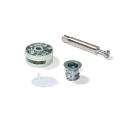 Emuca Eccentrico + perno e bussola M8, D. 35 mm, pannello 20 mm, Zama e Acciaio, Bianco, 10 u. 2