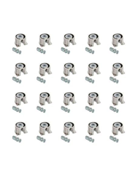 Emuca Supporto per ripiani, D. 20 mm, 12,5 mm, + Perni D.6,8 mm, Zama e Acciaio, Nichelato, 20 u.