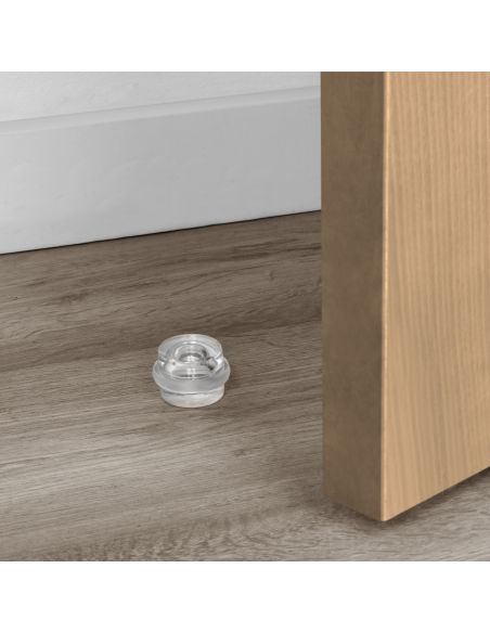 Set di 6 tappi adesivi cilindrici per porte, fissaggio a pavimento, plastica, trasparente