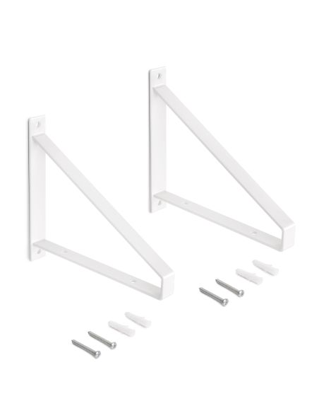 Emuca Set di supporti per mensole in legno Shelf con forma triangolare, Acciaio, Verniciato bianco