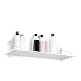 Emuca Set di supporti per mensole in legno Shelf con forma triangolare, Acciaio, Verniciato bianco 2