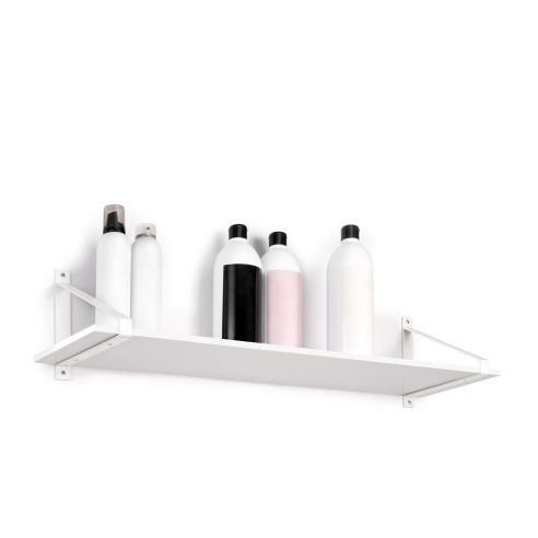Emuca Set di supporti per mensole in legno Shelf con forma triangolare, Acciaio, Verniciato bianco