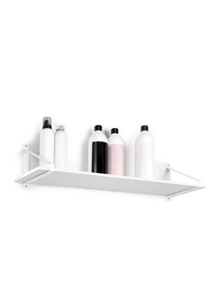 Emuca Set di supporti per mensole in legno Shelf con forma triangolare, Acciaio, Verniciato bianco