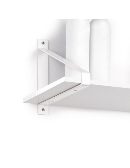 Emuca Set di supporti per mensole in legno Shelf con forma triangolare, Acciaio, Verniciato bianco