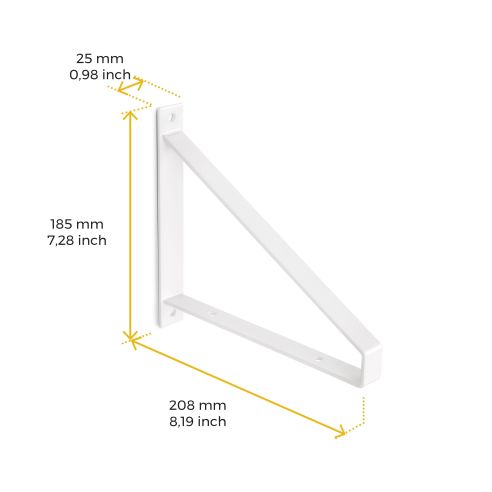 Emuca Set di supporti per mensole in legno Shelf con forma triangolare, Acciaio, Verniciato bianco