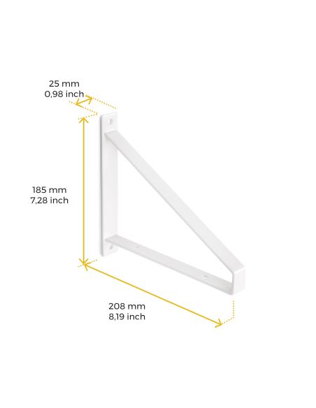 Emuca Set di supporti per mensole in legno Shelf con forma triangolare, Acciaio, Verniciato bianco