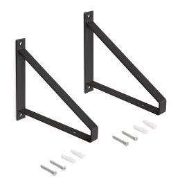 Emuca Set di supporti per mensole in legno Shelf con forma triangolare, Acciaio, Verniciato nero