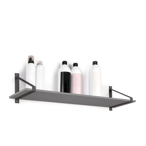 Emuca Set di supporti per mensole in legno Shelf con forma triangolare, Acciaio, Verniciato nero