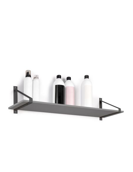 Emuca Set di supporti per mensole in legno Shelf con forma triangolare, Acciaio, Verniciato nero