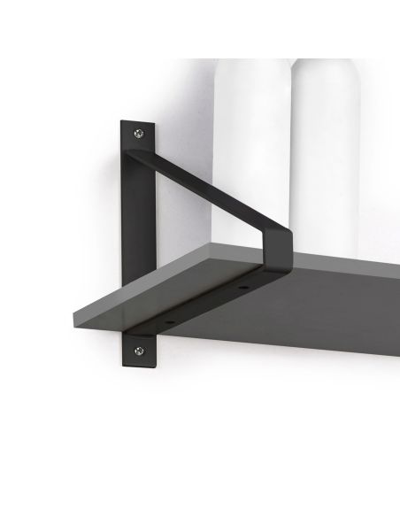 Emuca Set di supporti per mensole in legno Shelf con forma triangolare, Acciaio, Verniciato nero