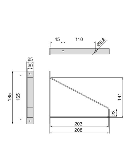 Emuca Set di supporti per mensole in legno Shelf con forma triangolare, Acciaio, Verniciato nero