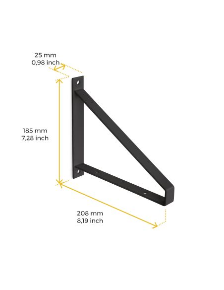 Emuca Set di supporti per mensole in legno Shelf con forma triangolare, Acciaio, Verniciato nero