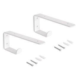 Emuca Set di supporti per mensole in legno Shelf con gancio integrato, Acciaio, Verniciato bianco